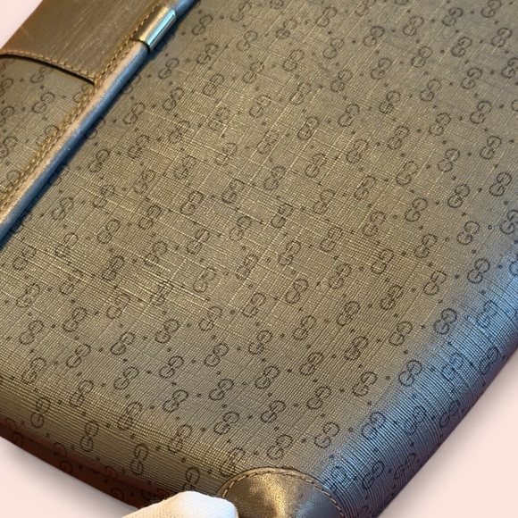 Gucci Gray/Blue Monogram Shoulder Bag with Silver Accents - Picture 11 of 12